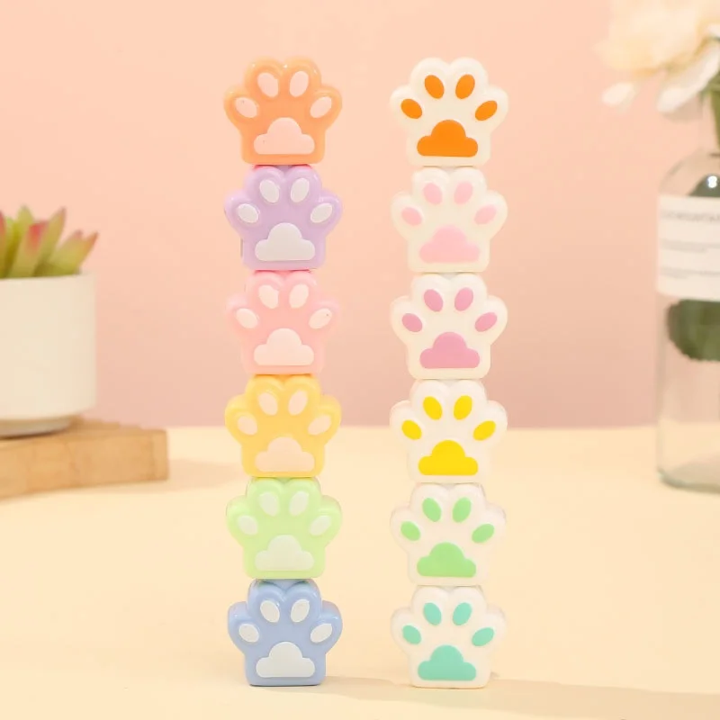 10 box/lot Kawaii Cat Paw 5 Colors Splicing Highlighter Pen Cute Drawing Marker Pens Fluorescent Pen Office School Supplies