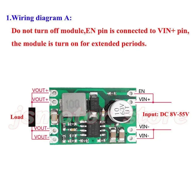 DC-DC Step Down Voltage Converter Board DC 5V-55V To DC 3.3V 5V 6V 9V 12V 24V Max 2A Buck Volt Regulator Power Supply Module