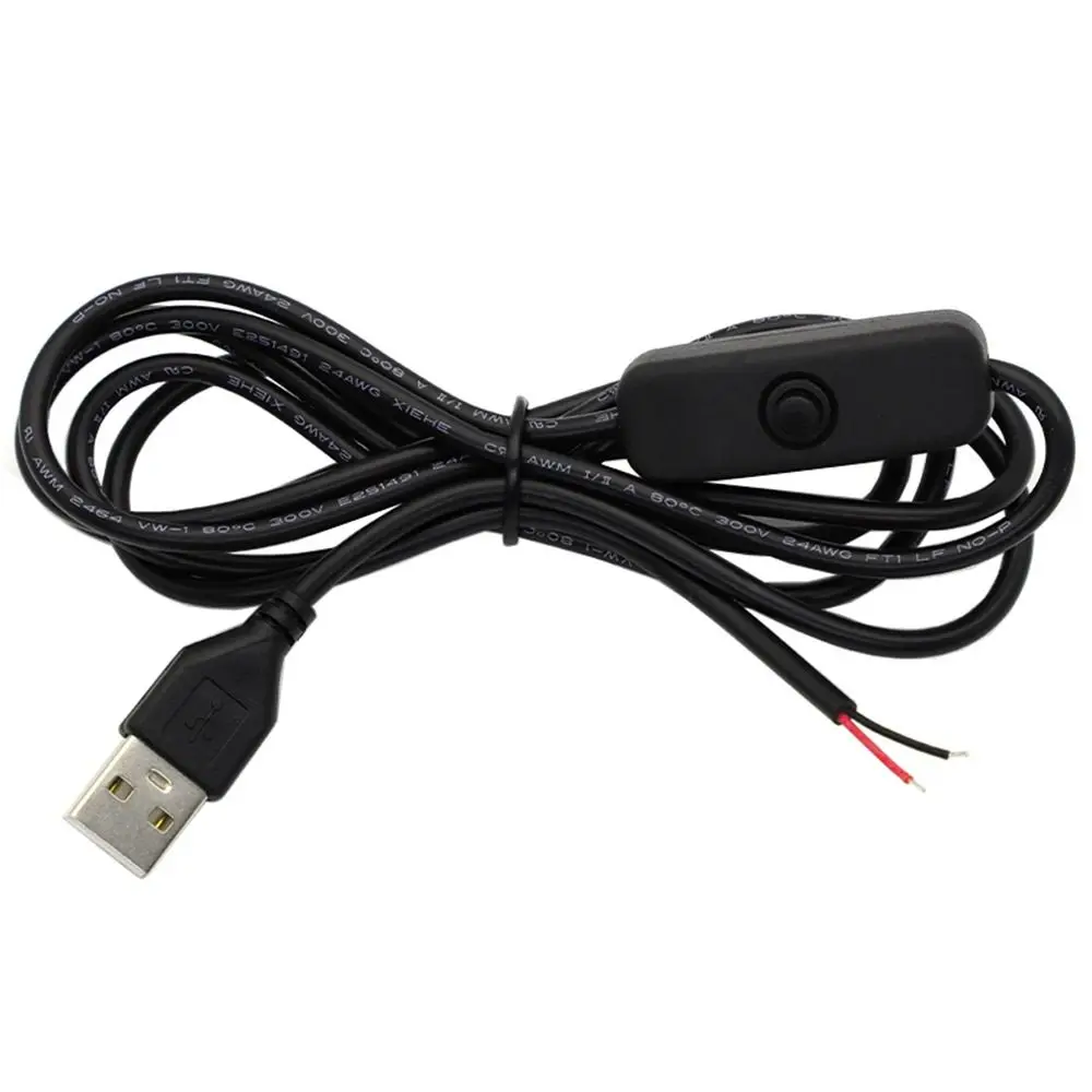5Pcs 5V USB Extension Cable 1.5M 2Pin 2 Wire USB Power Supply Wire 2A 22AWG Pigtail Wire Connector for LED Strip Lamp DIY