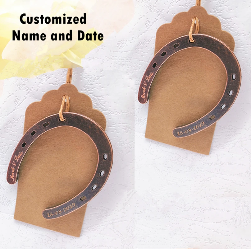 

20pcs Personalized Good Lucky Horse Shoes Wedding Gift for Guest With Tag Metal Horseshoes Rustic Vintage Party Decorations