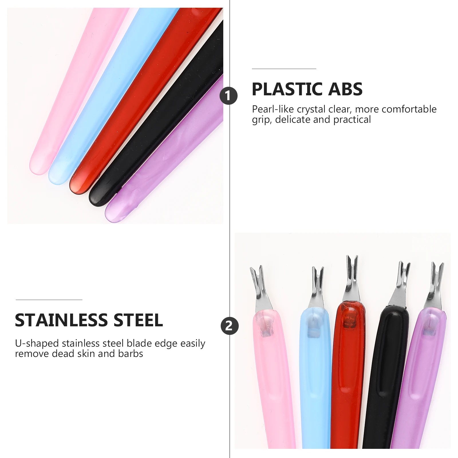 

50pcs Dead Skin Fork Tool Stainless Steel Nail Pusher Pedicure Tools Remover Crystal Clear Comfortable Grip Small Size Portable