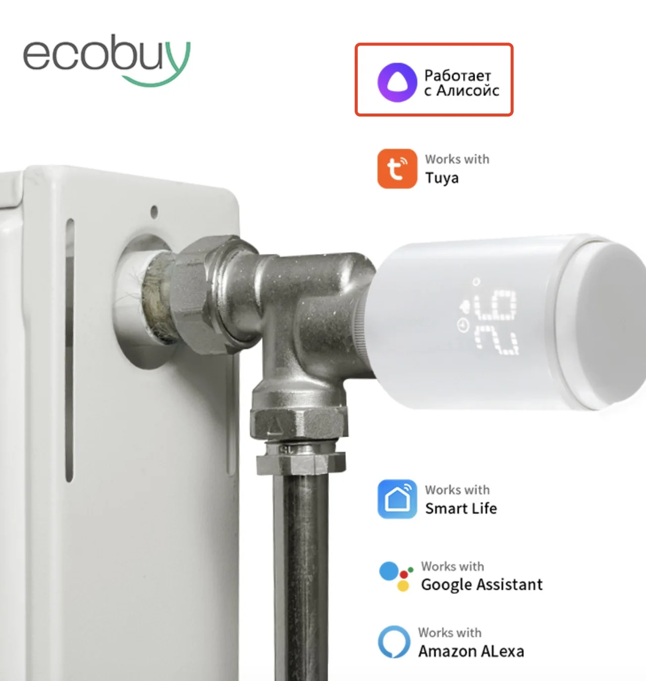 Tuya ZigBee 3.0 Thermostatic Radiator  Valve,Smart Programmable Thermostat Temperature Controller Support Alexa Google Home
