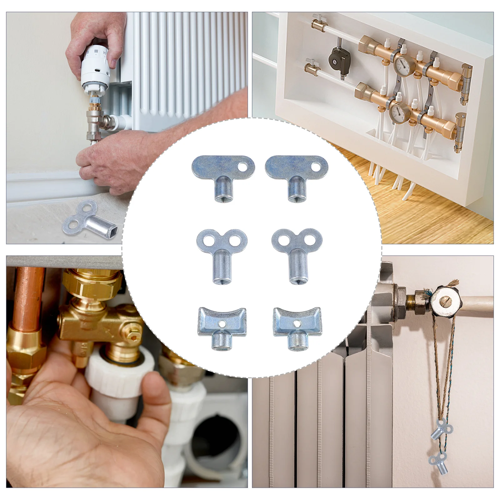 

6Pcs Radiator Ventilation Keys Durable Zinc Alloy Radiator Exhaust Valves Tools for Air Release and Noise Prevention