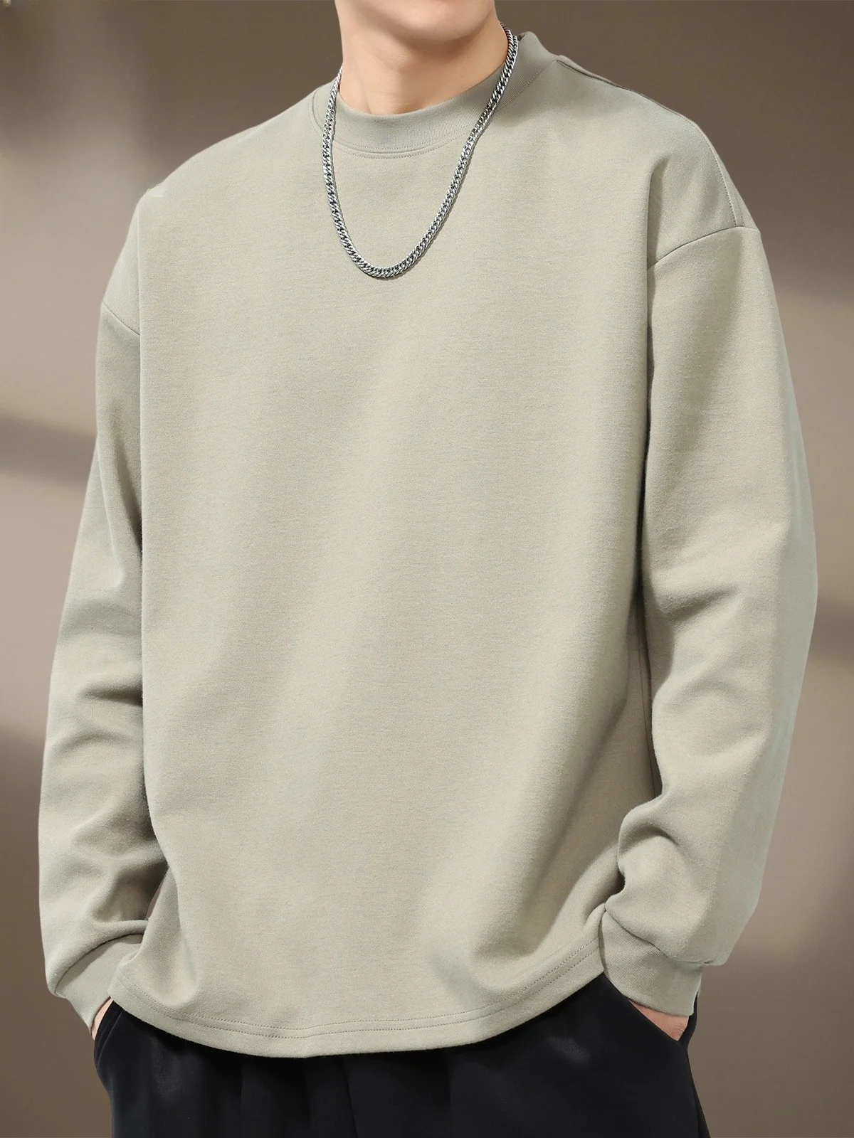 

Мужская футболка с длинным рукавом и круглым вырезом, базовый слой, весна 2026, простой дизайн, нижняя одежда, повседневный топ