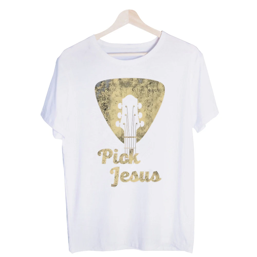 Men's Guitar Pick and Typography Print Graphic Tee, Short Sleeve Crew Neck T-Shirt for Casual Music-Inspired Outfits