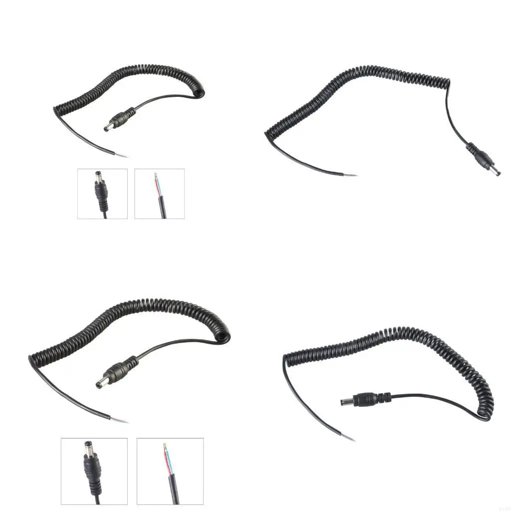 E1PF DIY 2Pin End DC5.5x2.5mm Retractable Power Wire Line Compatibility with 5.5x2.1mm Up to 60W for Sound Systems and Fan