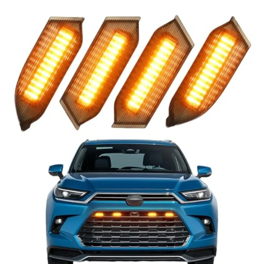 

Светодиодные фонари для решетки радиатора, подходят для Toyota Grand Highlander XLE Limited Hybrid Sport 2024, 2025, 2026 годов, аксессуары для оригинальных решеток радиатора.