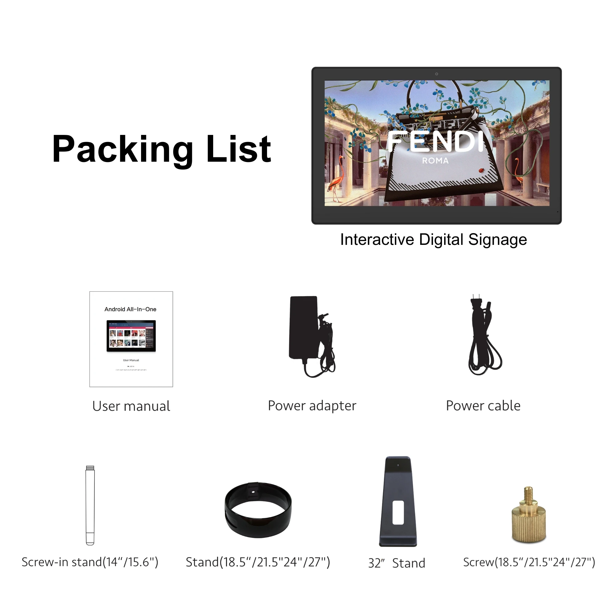 WF1568T 15.6 Polegada Tablet RK3568 Painel de Toque Capacitivo Interativo Android11 2 + 16GB Tablet para Exibição de Publicidade Comercial