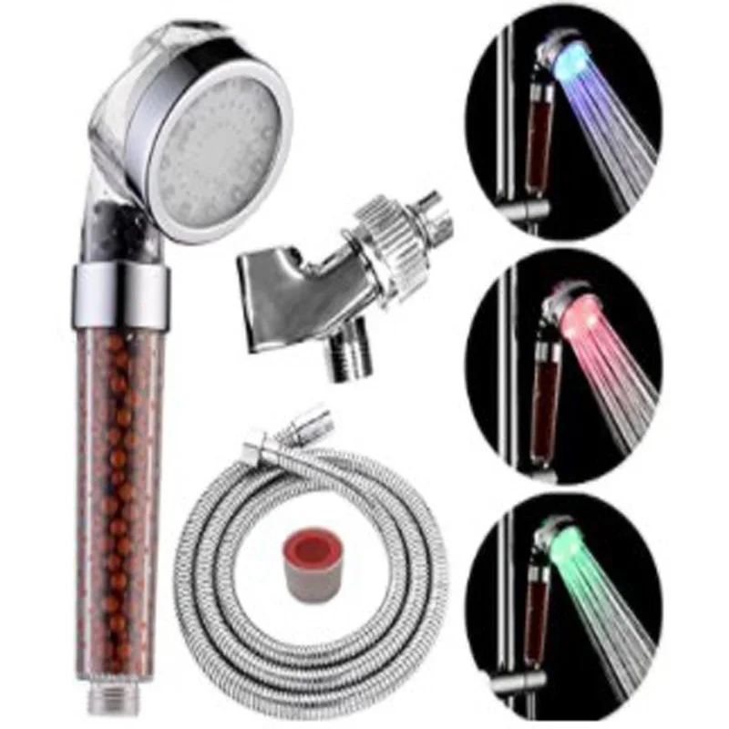 ledShower Head Match Sets Shower Hose Shower Stand Suit Temperature Control Three-Color Colorful Hot Sale CombinationSDS-A23