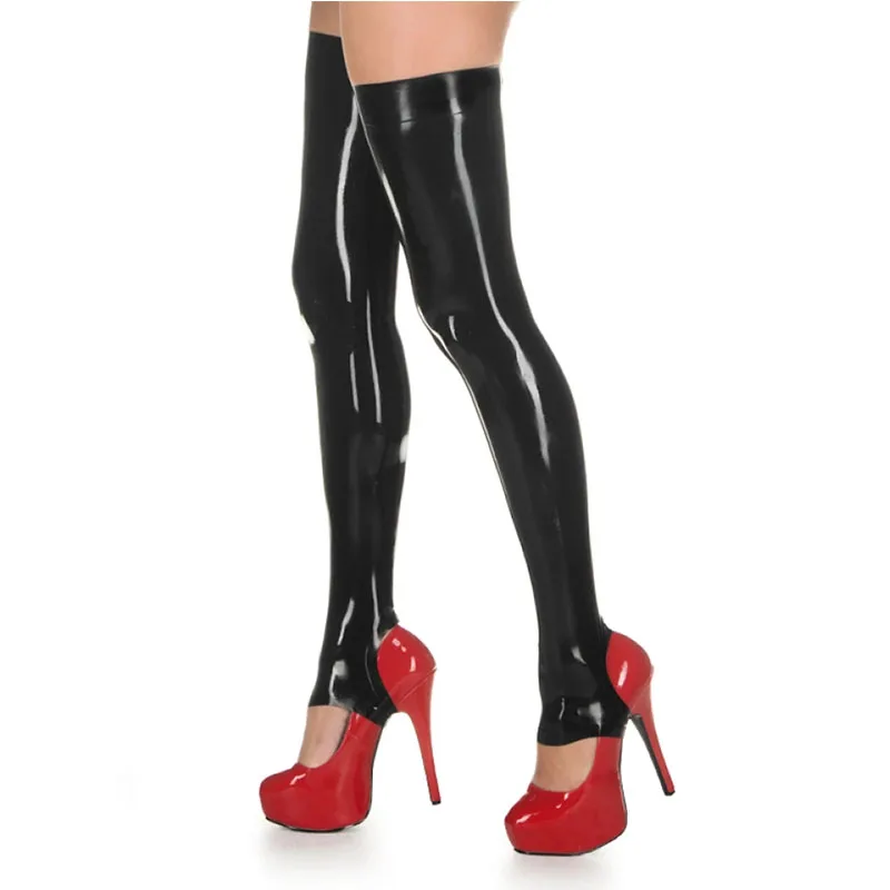 

Black Nature Latex Rubber Fetish Long Stockings Handmade for Women