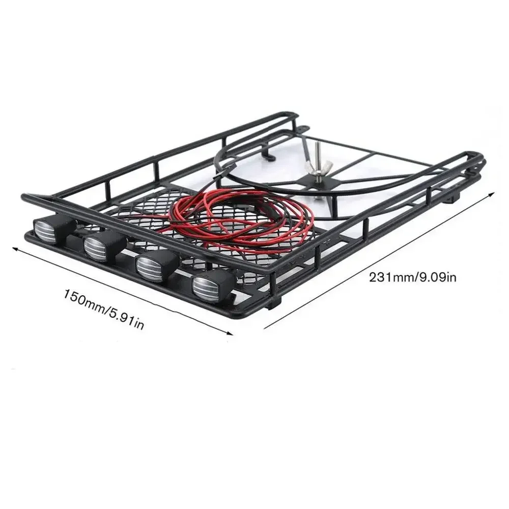 LED 조명이 있는 금속 지붕 랙, 1:10 RC 락 크롤러 AXial SCX10 및 SCX10 II 90046 D90