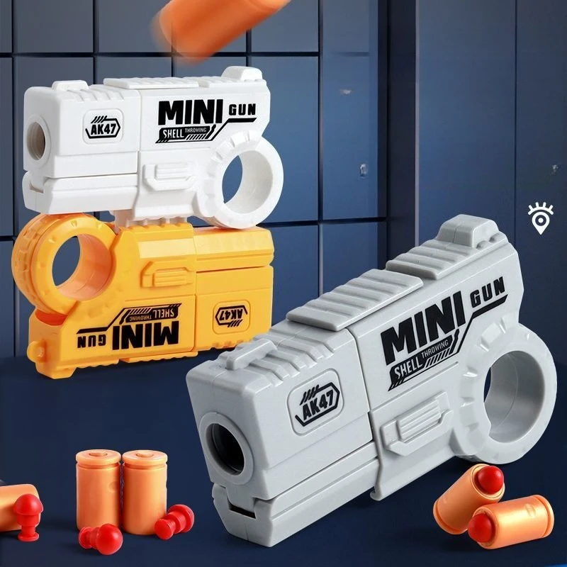 Children Adult Decompression Ring Guns Carrot Toy Gun Shell Ejection Soft Bullets Launcher Mini Press Firing Pistol Model