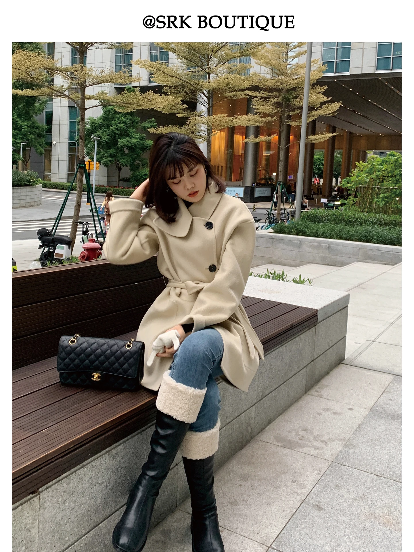 

Пальто женское зимнее длинное из высококачественной австралийской шерсти SRK 00, двустороннее, повседневное, для дома, путешествий и поездок на работу, теплое