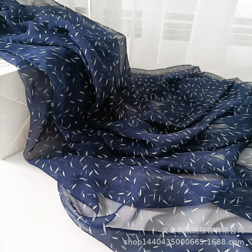 Crepe Georgette Scarf Vintage Polka Dots Light Breathable 180*70cm Summer Foulard Soft Beach Towel Kerchief Head/Hair Scarve