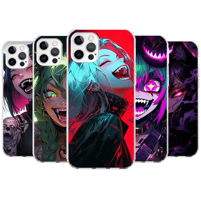 Crazy Gothic Japan Anime Girls Phone Case For Apple iPhone 11 12 13 14 15 16 Pro Max 7 X XS 8 Plus + Mini SE Customized Print So