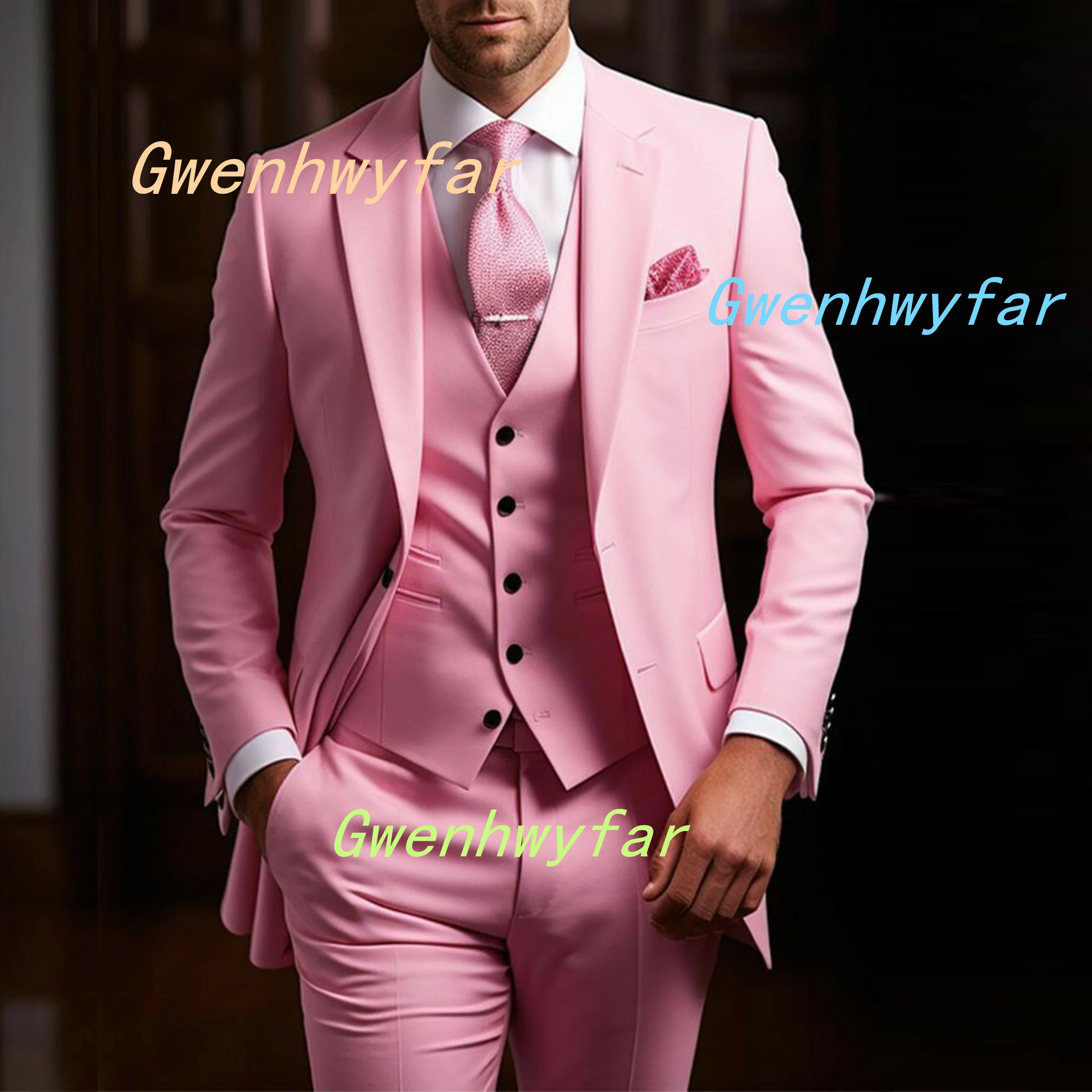 

Nina Store New Arrival Pink Suits for Men 2025 Trendy Men's Party Performance Suits Casual Vacation Shopping Blazer Pants Vest
