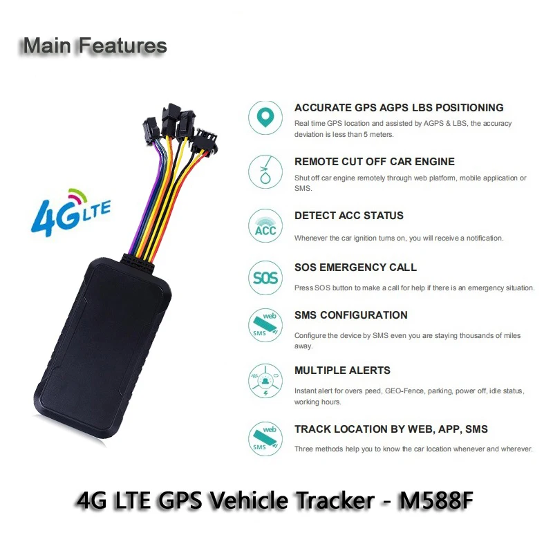 Monitoring Gps Tracker with SOS Emergency Key 4G LTE Real Time Tracking with Fuel Monitoring Remote Cut Vehicle GPS Tracker