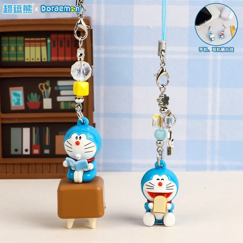 Doraemon Doll Keychain Creative Cat Pendant Phone Chain Backpack Earphone Charm Couple Key Accessory Gift view 5