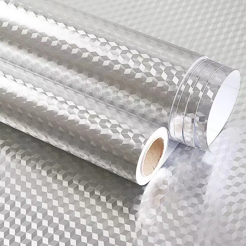 40*100CM Aluminum Foil Self- Adhesive Sticker Oil-proof Shelf Liner Drawer Kitchen Decor Waterproof  Wallpaper Wall Stickers