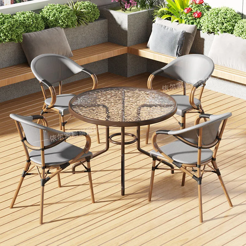 

Aluminum Alloy Chair Outdoor Table Chair Leisure Waterproof Sun Protection Courtyard Tuinmeubelen Garden Furniture Sets WK50HY