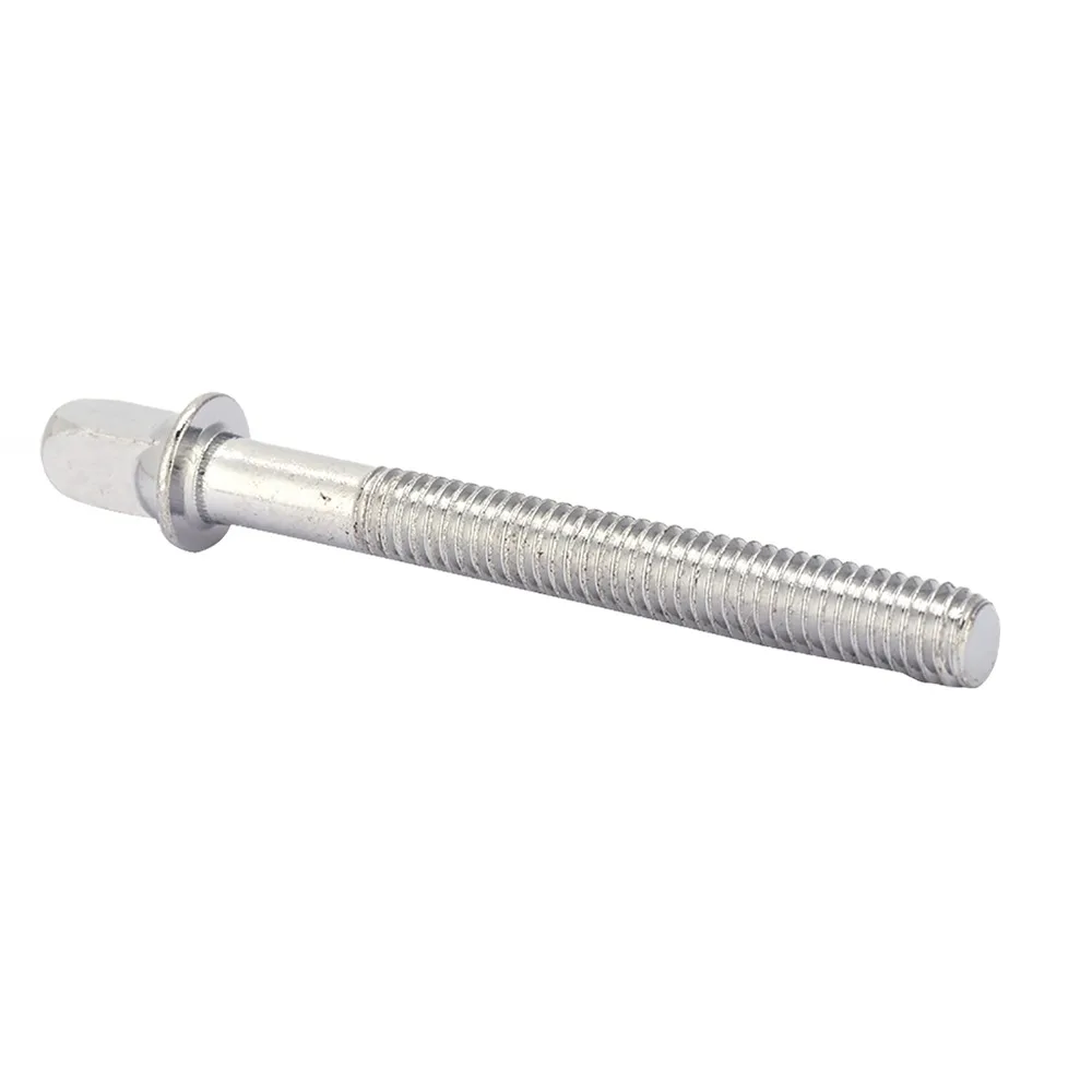 10pcs Silver Drum Tension Rod Galvanized steel ​Tight Screw ​Percussion Replacement Part​ ​M6×60mm Thread​ ​Drum Set Hardware