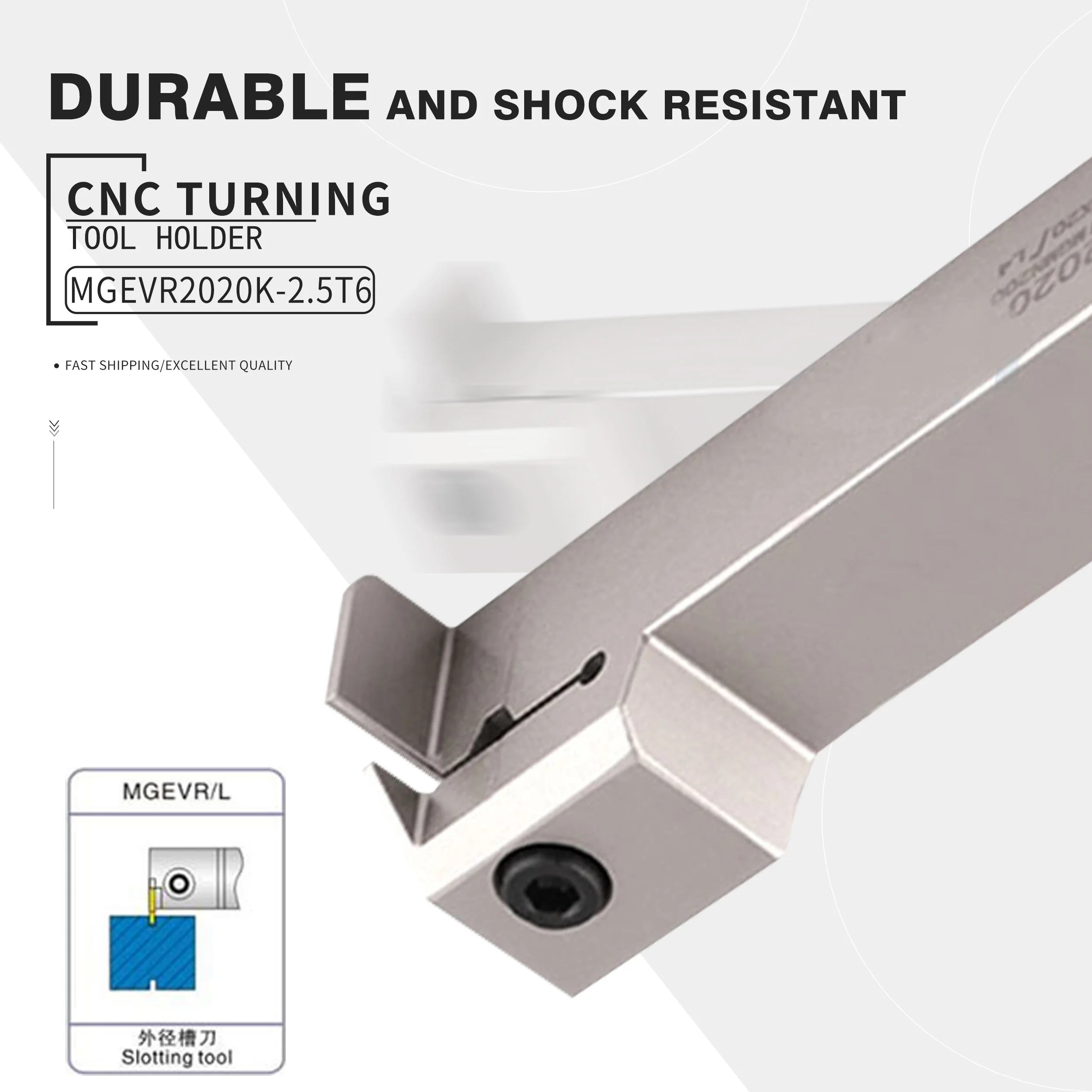 Barra de Ferramentas Cnc 7-shaped Cross-mounted Grooving e Corte Mgevr2023k 2525m2 2.5 Mgevl Faca de Corte Transversal 90 ° Cotovelo