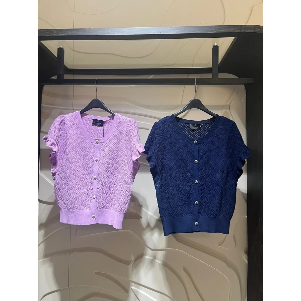 

Korean Sle Lace Trim ort Sve Knitted irt Women's Summer Hollow out round Ne Loose Fit Double Zipper Casual Top