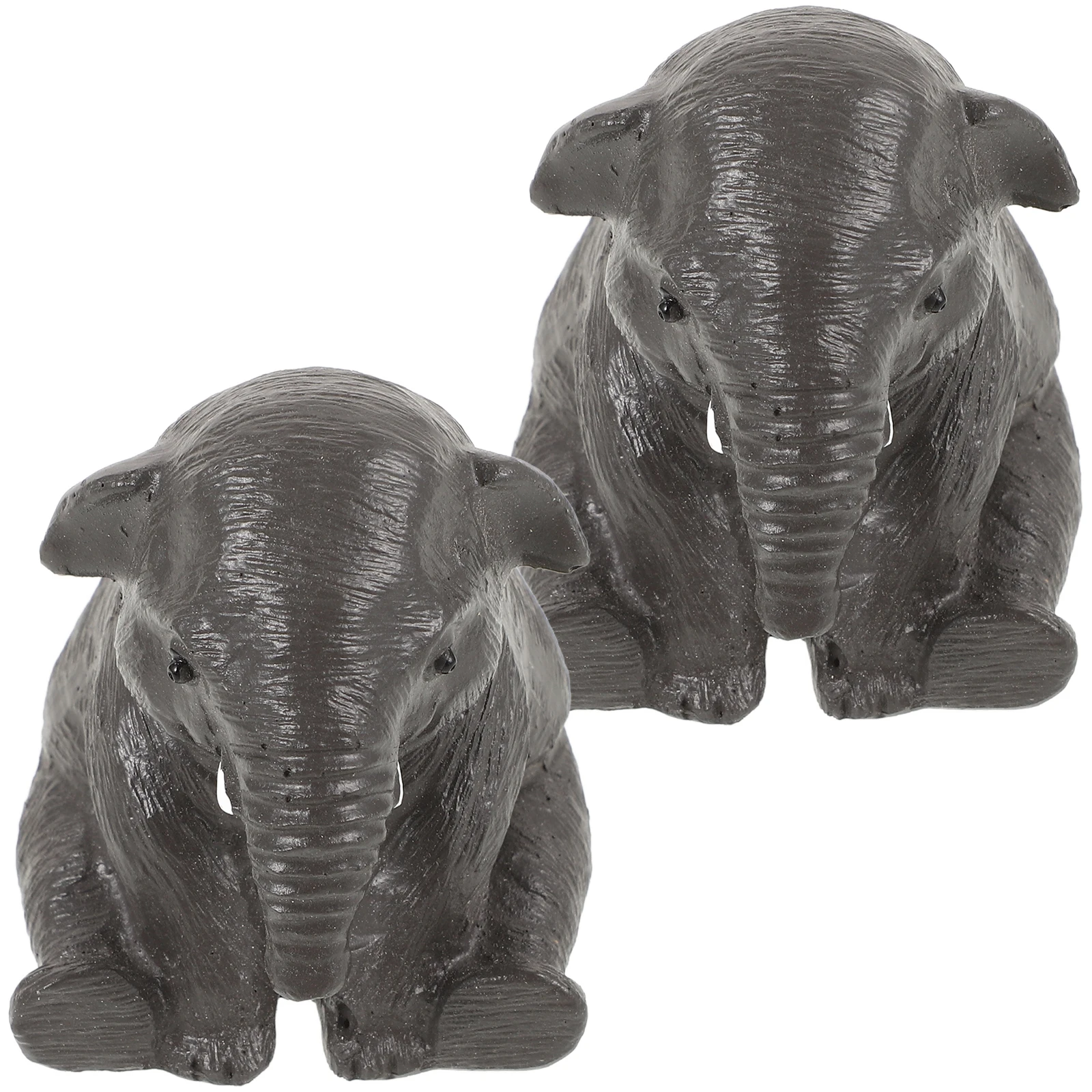

2 Pcs Elephant Miniature Figurines Ornaments Small Cake Garden Tiny Statues