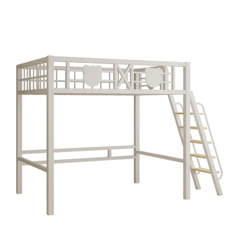 Elevated bed wrought iron loft iron frame bed second floor duplex loft wrought iron bed space saving