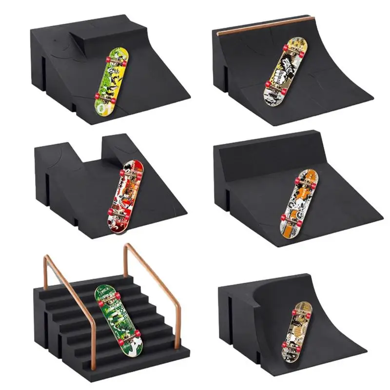 

Mini Training Skating Board With Ramp Track Interesting Mini Skateboard Toys Finger Skateboards Toy Set Finger Exercise