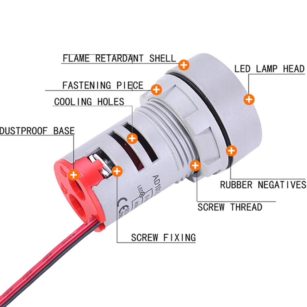 Mini película protectora de 22mm 0-100A, pantalla Digital redonda y cuadrada, indicador de corriente, amperios LED, lámpara piloto, amperímetro,