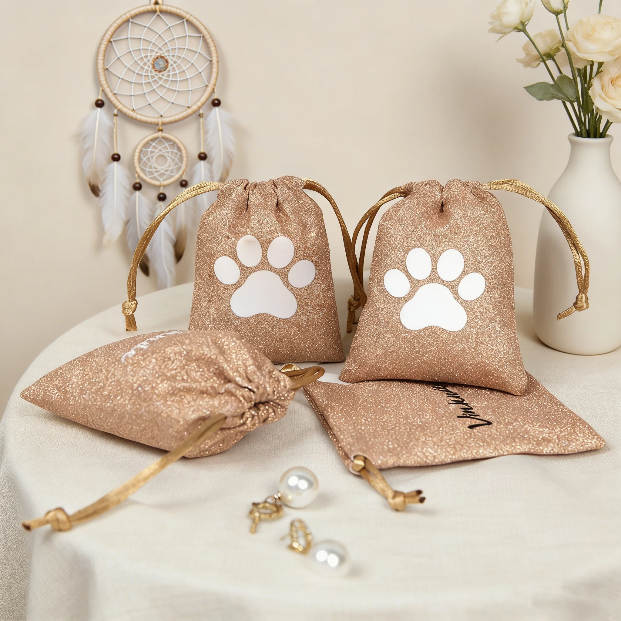 

Роскошные подарочные мешочки из бархата цвета розового золота на шнурке для свадебных украшений, браслетов, ожерелий, колец, упаковка для путешествий, сделай сам