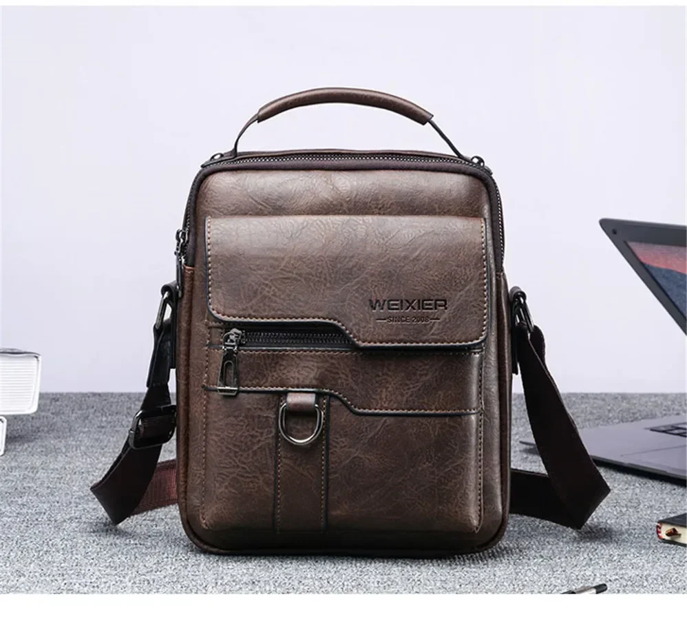 Weixier Men\'s Crossbody Bag Men Shoulder Bags Zippers Handbags Large Capacity Artificial Leather Bag for Male Messenger Tote Bag