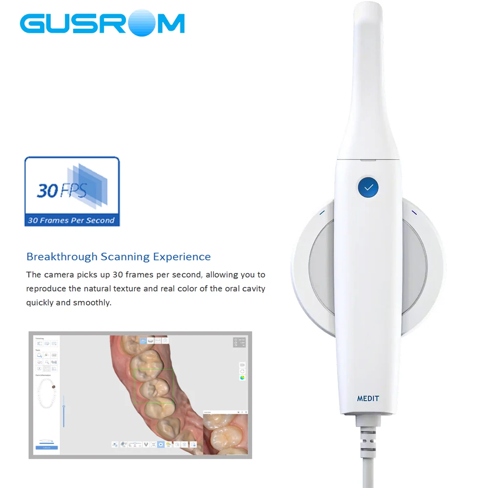i500 Intraoral Scanner – 35FPS High-Speed 21µm Accuracy Powderless True-Color IOS with Free Medit Software for Clinics & Labs