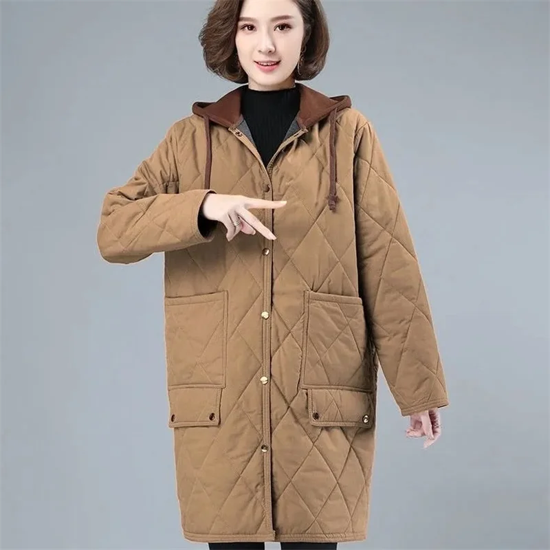 2024 New Winter Women Long Jacket Warm Lady Lightweight Coat Hooded Oversized Thicken Loose Puffer Parkas Wadded Down Jackets