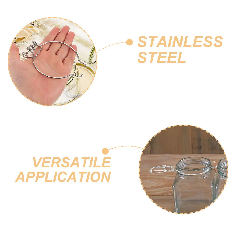

6Pcs Stainless Steel Wire Clamp Glass Jar Sealing Buckle Kitchen Storage Accessories Airtight Leakproof Easy Clean