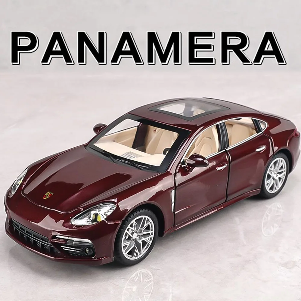 1:24 Scale Panamera Miniature Car Model Toys Alloy Diecast with 6 Doors Opened Pull Back Toy Vehicles for Kids Birthday Gift