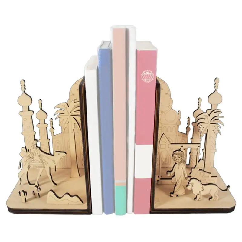 

DIY Wooden 3D Arabic Ethnic Scene Book Nook Shelf Miniature Kits Bookshelf Bookend Decor Handmade Gifts