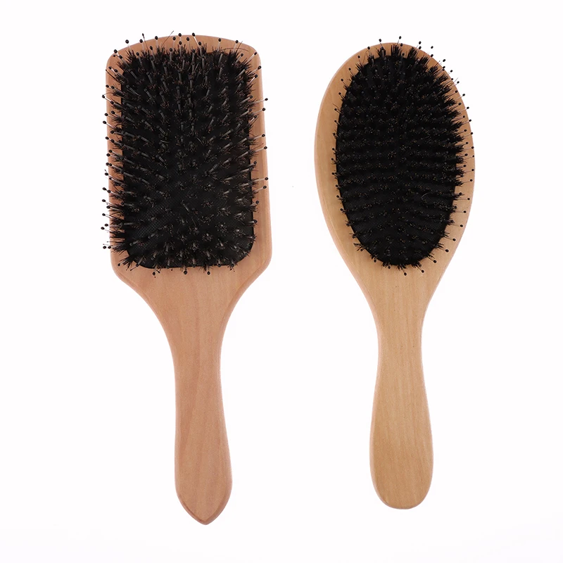 Boar Bristle Hair Brush Women Wood Bamboo Hair Brush Professional Curly Airbag Scalp Brush Comb For Hair Beauty Care Salon Tools