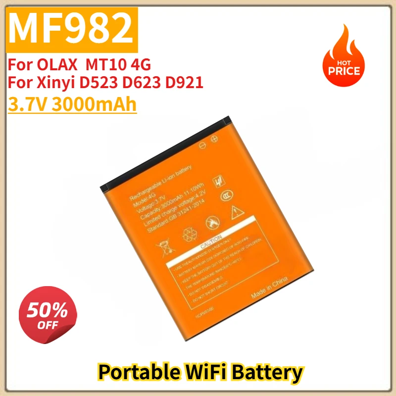 MF982 High Quality Portable WiFi Battery 3.7V 3000mAh for OLAX  MT10 4G for Xinyi D523 D623 D921 Brand New Replacement Battery