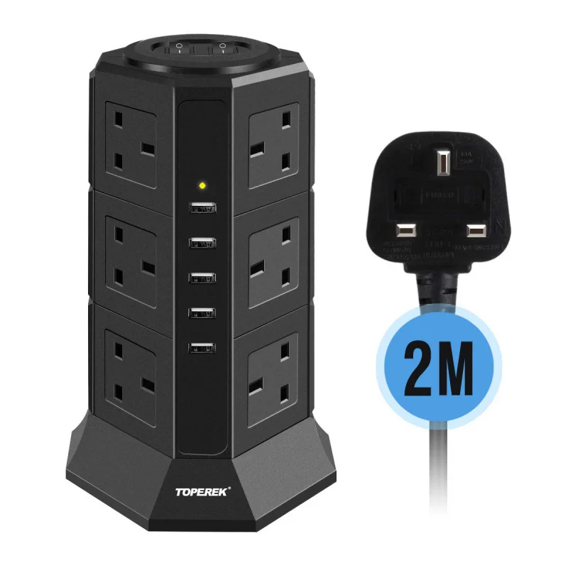 High Power3250WIntelligent Vertical British Standard Socket Home Desk Surface with Power CordUSBPower strip