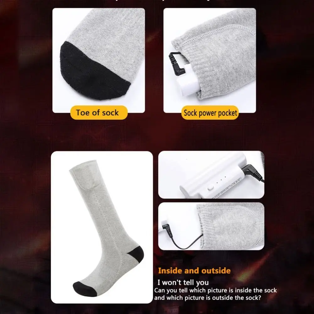 Rechargeable Electric Heated Socks Thermal Insulation USB Powered Heated Foot Warmers Anti-Cold Battery Box
