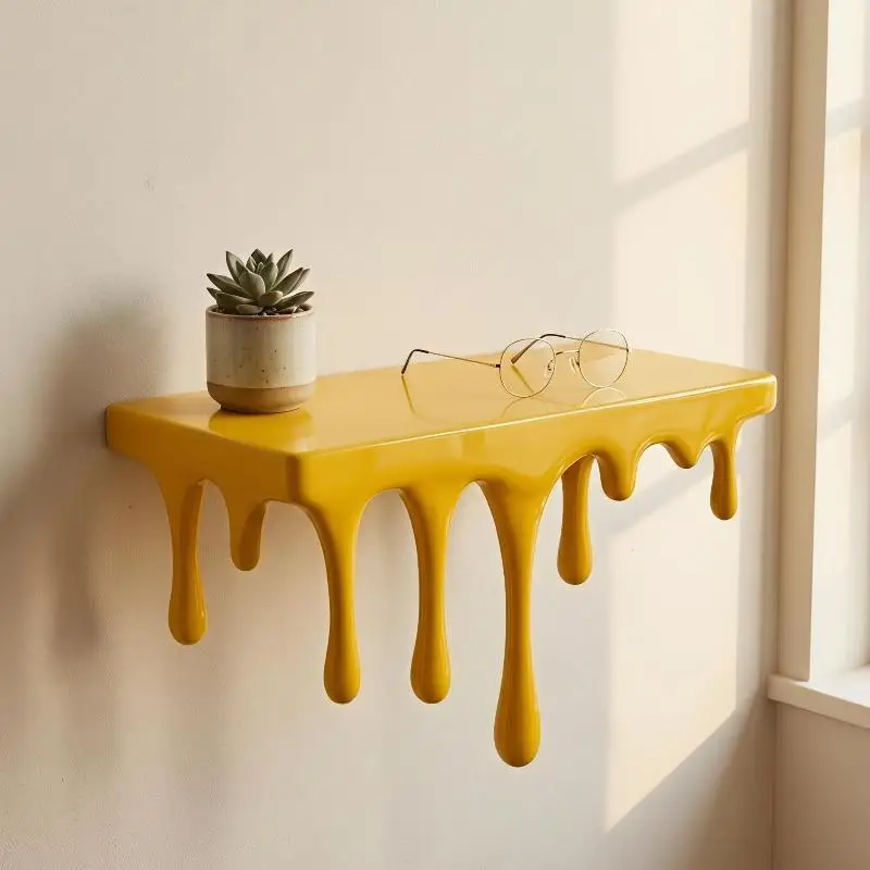 3D Print Melting Floating Wall Shelf Irregular Drip Plastic Wall Mount Shelves Art Display Holder For Bedroom Home Decoration