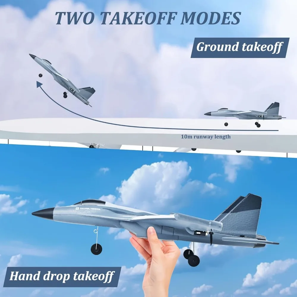 Avión RC de espuma de 2 canales de 2,4 GHz con giroscopio de 6 ejes y luces LED