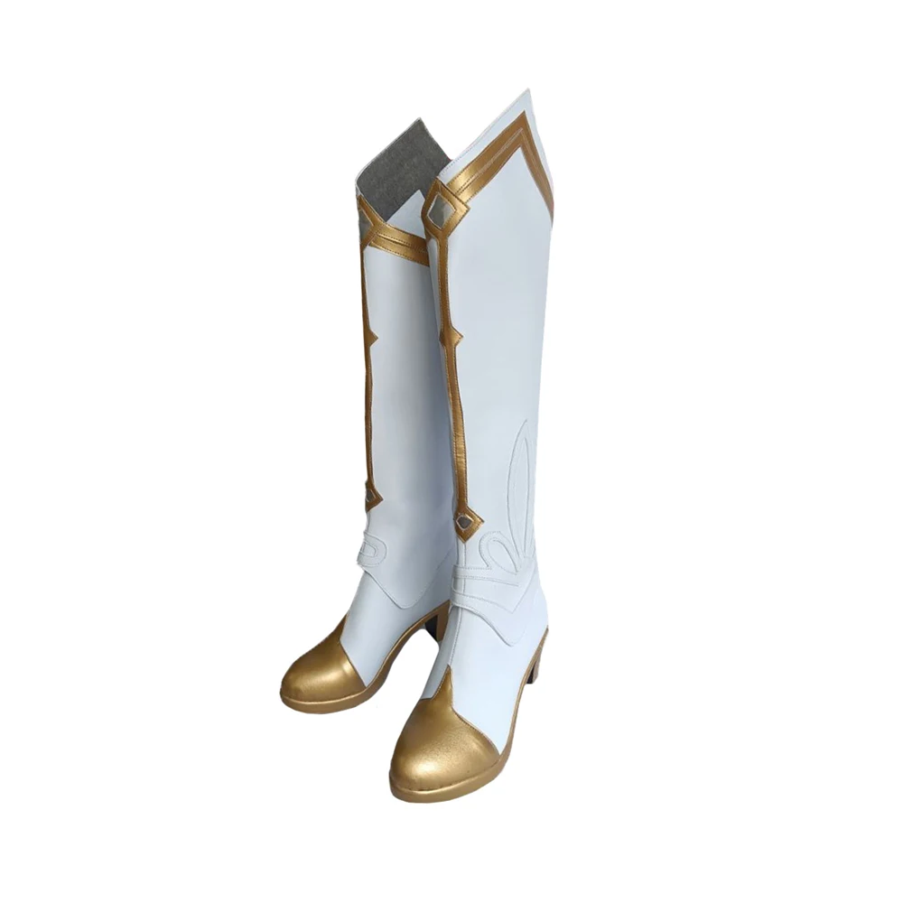 Genshin-Disfraz de Impact para hombre y mujer, zapatos para Cosplay, botas de cuero PU para Halloween, juego de rol, Zapatos altos blancos