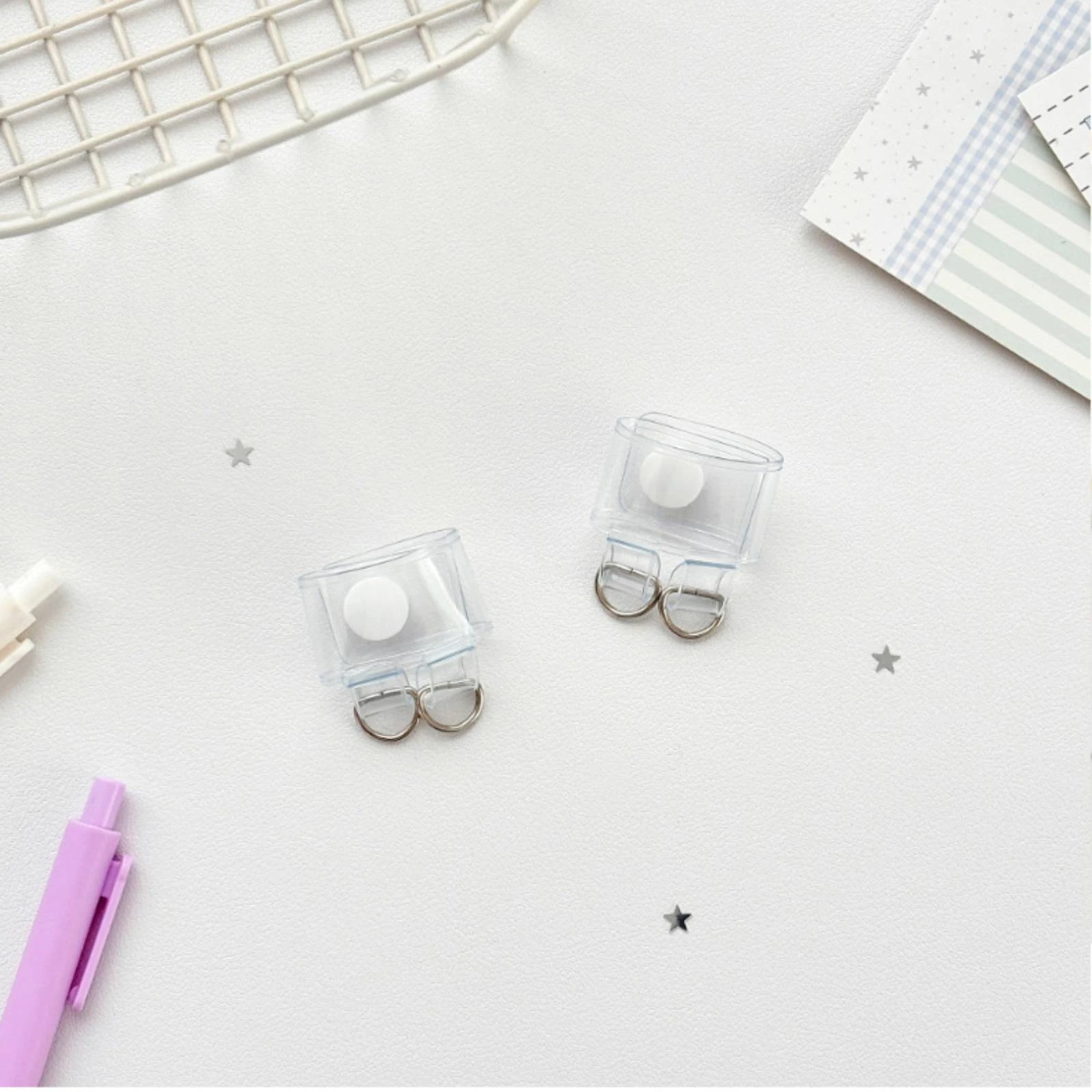 Clip Style Bag Accessory Clear Plastic Rectangle Ring Buckle Connector with Split Rings for Custom Strap Parts