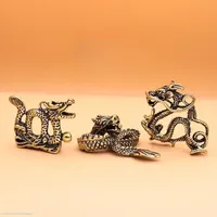 1Pcs Retro Brass Dragon Figurine Decor Wealth Prosperity Chinese Style Ornament Dragon Luck Animal Fengshui Vintage Decors