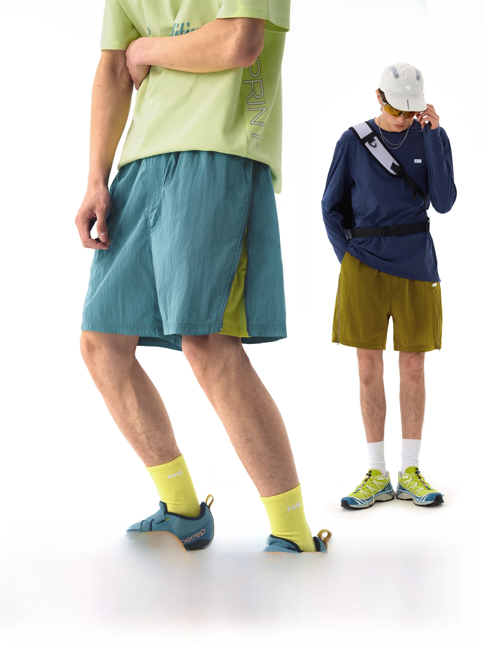 

Nome Men's Loose Fit Metal Luster Five-Quarter orts Outdoor Casual Pants Low Waist Summer Season Youth Energy Sle