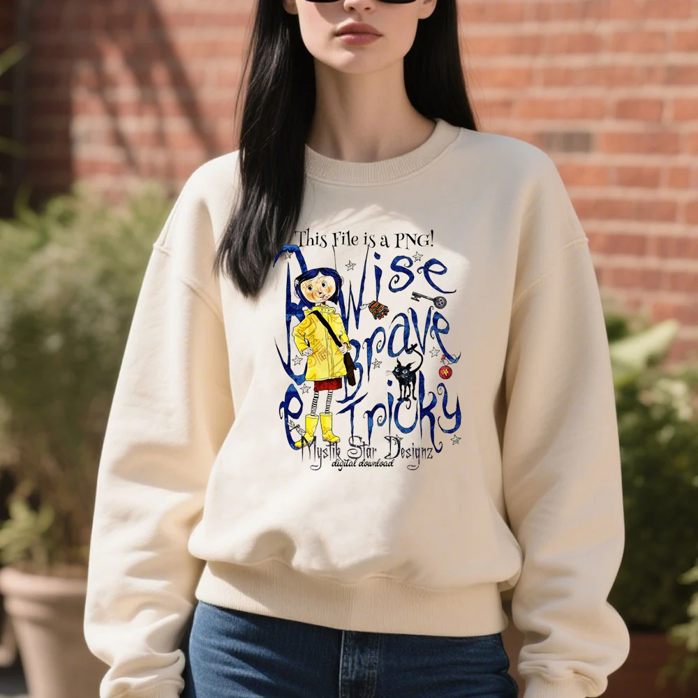 Coraline Hoodie Anime Movie Creepy Cute Pullover Unisex Street Fashion Loose Long Sleeve Autumn and Winter Warm Round Neck