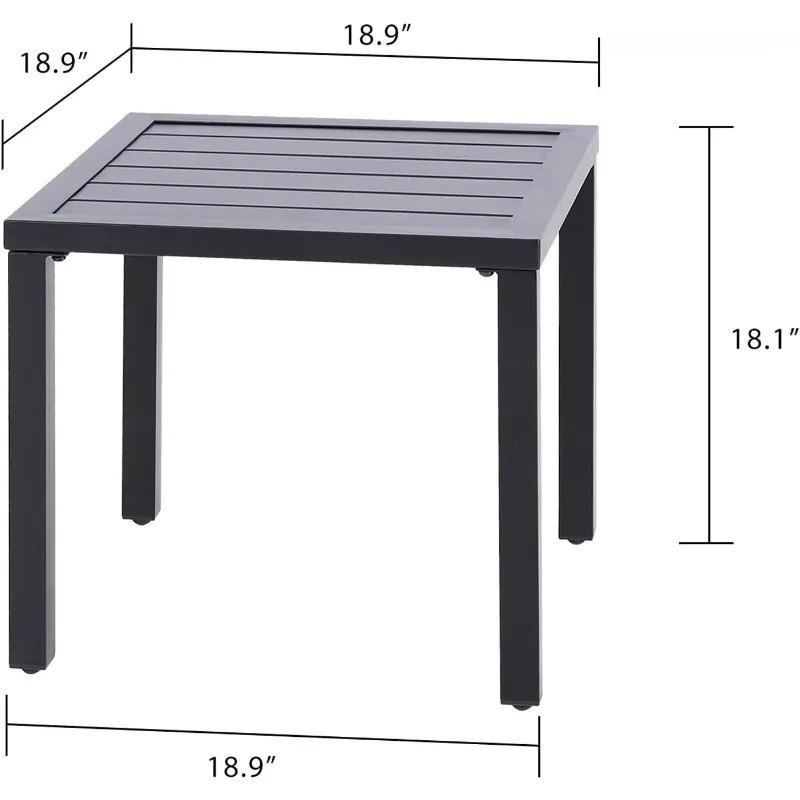 Mesa lateral quadrada pequena do metal, mesa preta do bistrô do café do pátio, interna e exterior